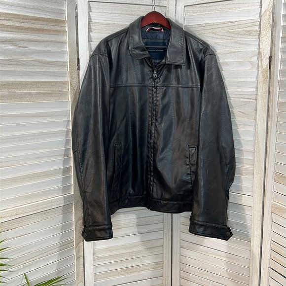 Tommy Hilfiger Other - Tommy HIlfiger Black Vegan Leather Bomber Jacket XL